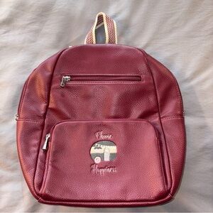 Jewell by Thirty-One Mini Backpack Maroon Choose Happiness Embroidered Poly-U